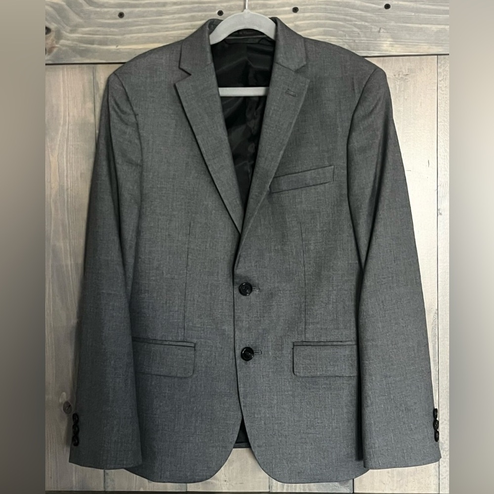 LAUREN RALPH LAUREN Boys Solid Classic Suit Jacket Coat Blazer 14R Med Gray NEW